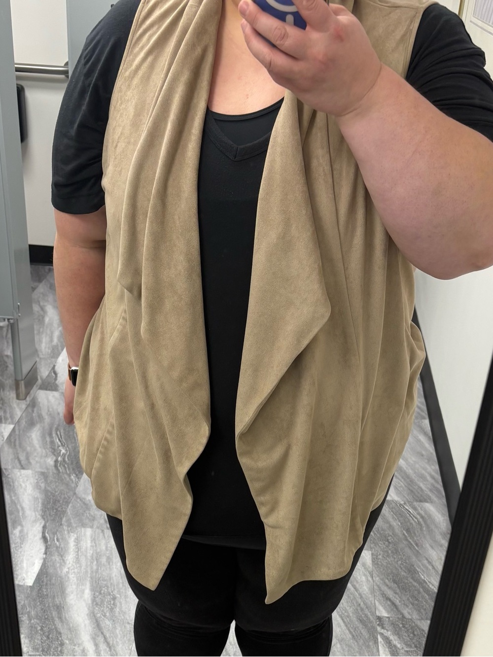 Taupe Suede Draped Vest